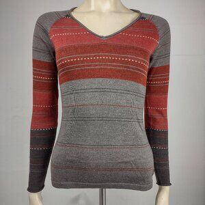 Smartwool gray orange V-Neck lightweight wool blend sweater ladies XS X-Small